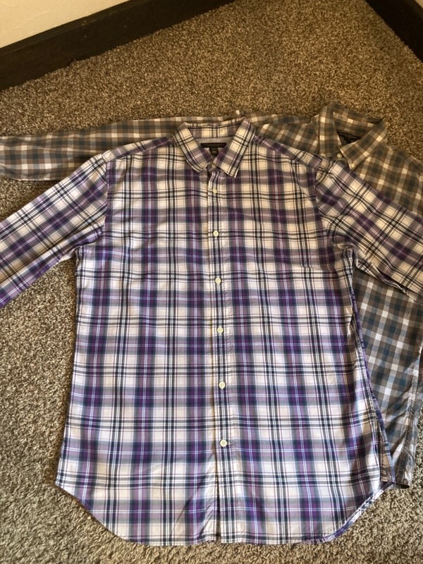 LOT OF 2 Men's Banana Republic Soft Wash Long Sleeve Plaid Shirts