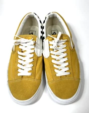 Vans Men's Size 11 Yellow Canvas Custom Patchwork Checkerboard Skate Wall Shoes