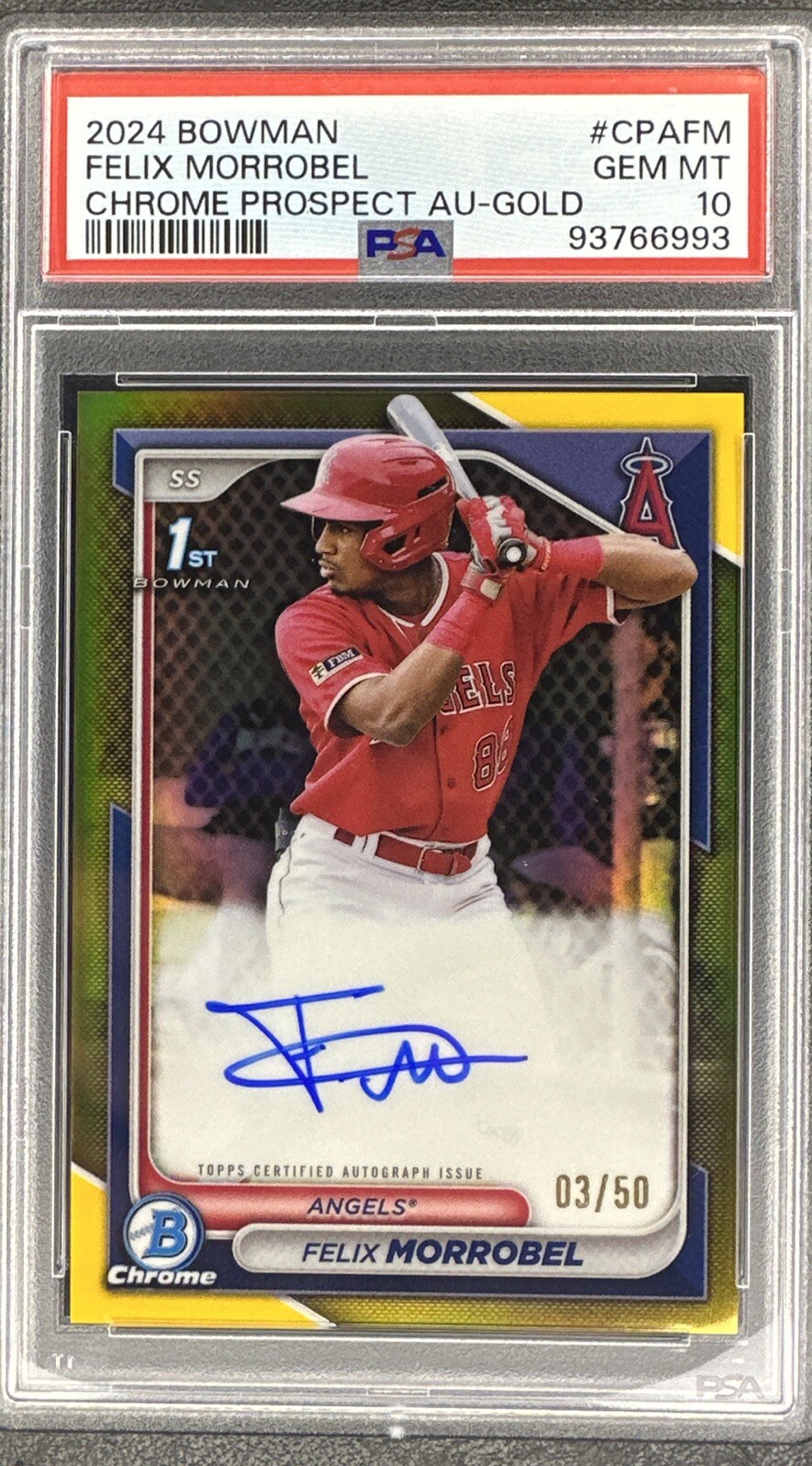 Felix Morrobel Auto /50 - 2024 Bowman Chrome TRUE GOLD 1st Prospect Parallel