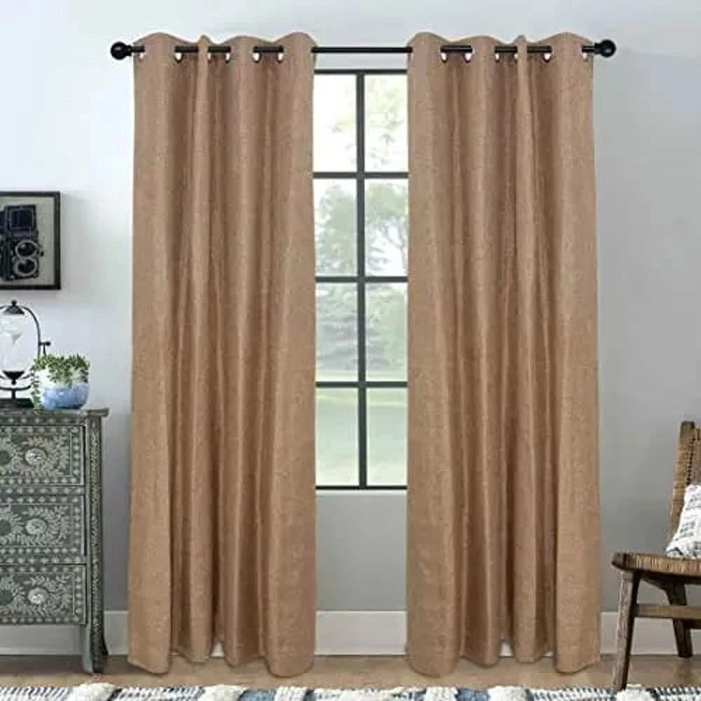 Paquete De 2 Piezas Yute Cortinas para Puerta 2.1m Largo con Ojal Anillo Natural