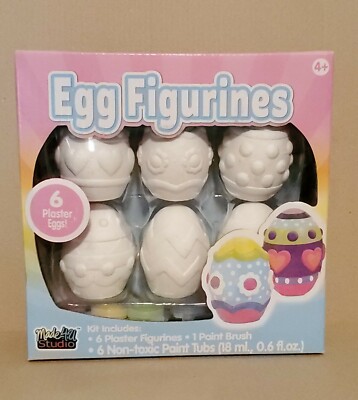 Made 4 U Studio Decorate Your Own Easter 6 Egg Plaster Figurines + Paint & Brush