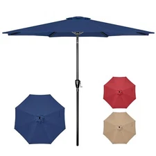 10ft Umbrella Outdoor Market Yard Umbrella with Push Button Tilt/Crank Dark Blue