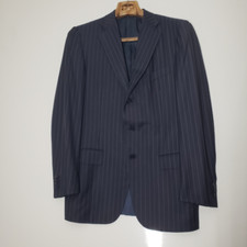 Ermenegildo Zegna Trofeo Suit Jacket Mens 50R Blue Wool Pinstripe Old Money