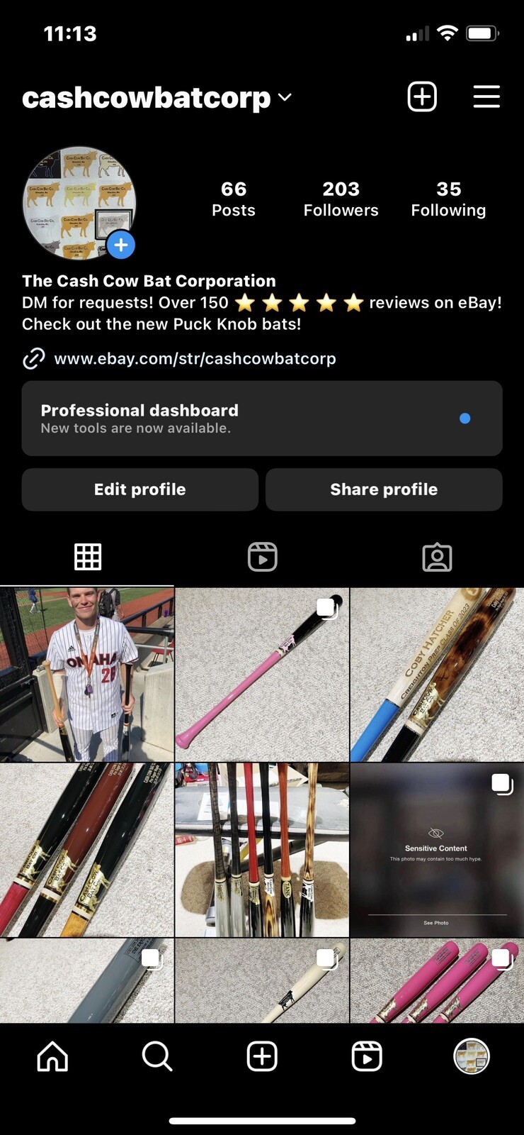 Maple Wood Baseball Bat 32.5in. TANK. Hockey Puck Knob. Stain Orange