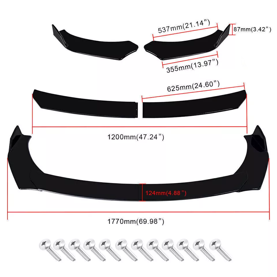 Front Bumper Lip Splitter Spoiler Body Kit + Strut Rods For Mercedes-Benz C43 C Foto 3 de 4