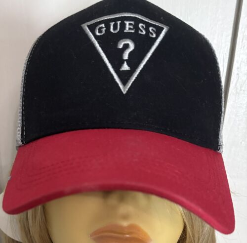 Guess Mütze Kappe Druckknopflasche schwarz Spruch Logo Baseball Trucker Mesh Herren