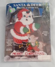 Santa  Deer 1496 Plastic Canvas Kit 10"x13 1/2" Christmas Holiday New