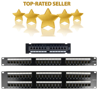 CAT5  CAT6 UTP 48 24 12 Port Network Lan Patch Panel Wall Bracket 1U 2U Lot