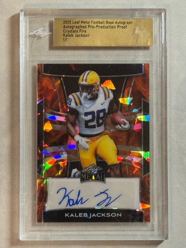 2025 Leaf Metal Pre-Production Proof Crystals Fire Kaleb Jackson Auto 1/1 LSU