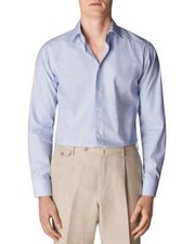 Eton L47611 Mens Blue Contemporary Fit Micro Check Twill Shirt Size 16