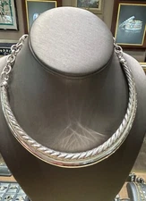 Sterling Silver David Yurman Pure Form Twisted Rope Collar Necklace