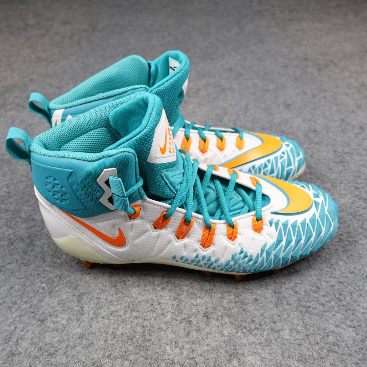 Miami Dolphins Cleats Mens Size 11.5 Aqua Orange NFL Nike Team