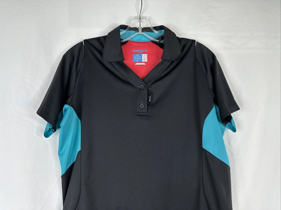 Женская велосипедная рубашка-поло Shimano размер XL с черными зелеными карманами на молнии - Изображение 2 из 4
