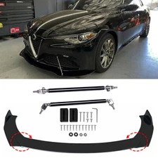 Front Bumper Lip Splitter Spoiler Body Kit + Strut Rods for Alfa Romeo Giulia