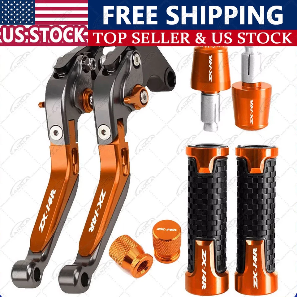 US For KAWASAKI Ninja ZX-14R ZX14R 2006-2017 Handle Grips + Brake Clutch Levers - Imagem 3 de 4