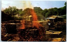 Postcard - Making Charcoal At Jack Daniel's, Jack Daniel Distillery - Tennessee