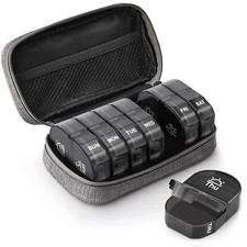 Canvas Bag Travel Pill Organizer AM/PM 2 Times A Day Weekly Pill Box with Zipper