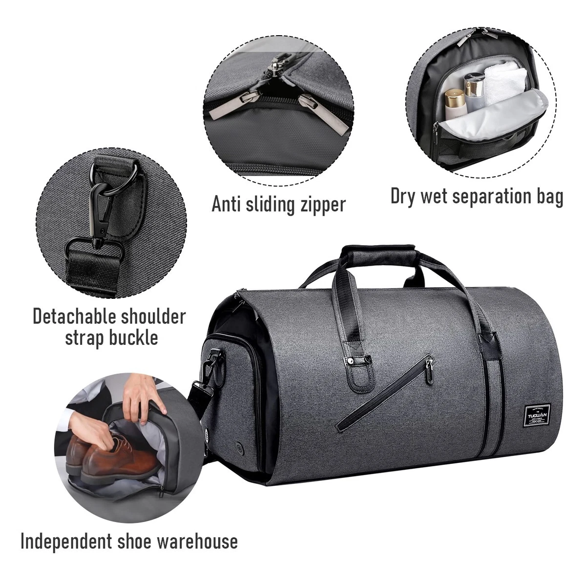 Large Carry on Garment Bag Suit Travel Duffel Bags w Shoe Pouch