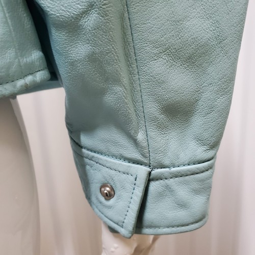 Pamela McCoy Women Leather Jacket Light Blue SIZE M - Picture 14 of 18