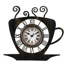 404-3833B La Crosse Clock Co. 13" Latte Mug Plastic Analog Wall Clock - Bronze