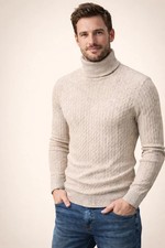 Pull col roulé en maille homme