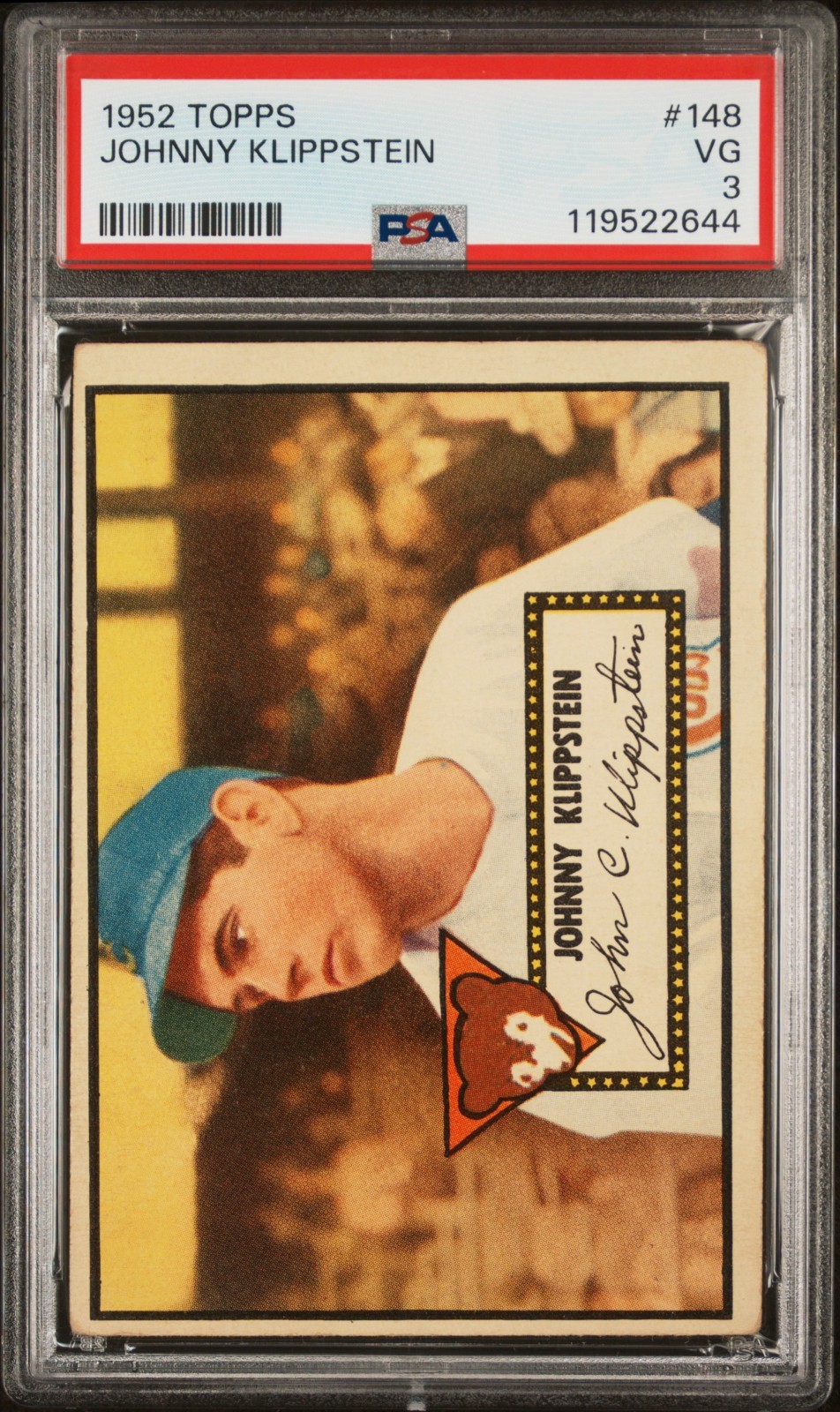 1952 TOPPS #148 JOHNNY KLIPPSTEIN PSA 3