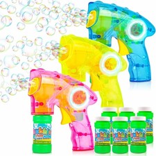 ArtCreativity 3 Bubble Guns LED Light Automatic 6 Bottles Fluid Kids 4-8 No