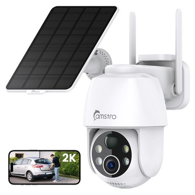 CAMSTRO 3MP PT Wireless IP Security Camera Solar Battery Color Night 2 Way Audio