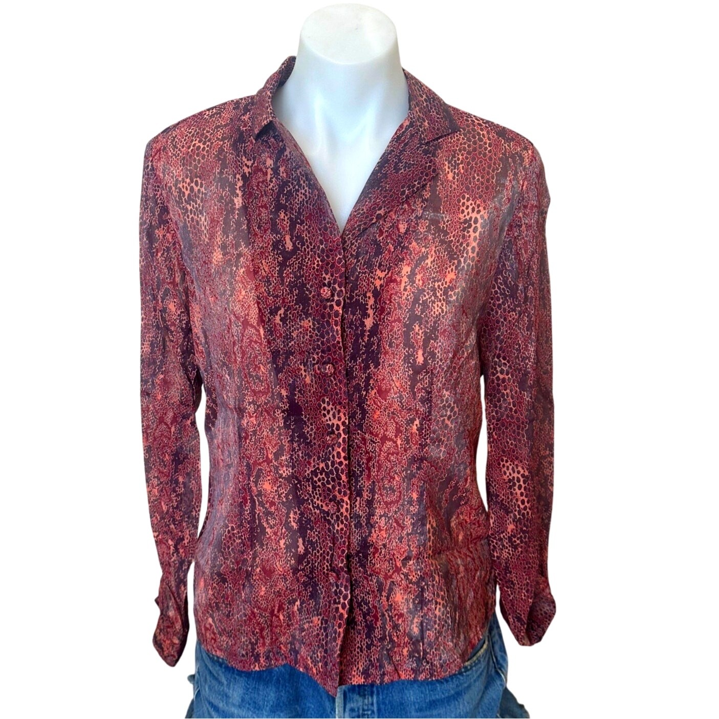 Gianni Python Button Down Shirt Size 10 Designer … - image 1