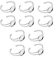 10 Pcs 25 mm Adjustable Round Cabochon Bezel Tray Blank Bangle for Crafting D...