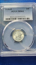 1938-D Mercury Dime PCGS MS64 Nice Eye Appeal Nice Strike Looks Full Split Bands