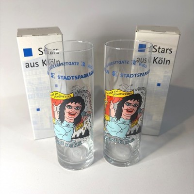 Set of 2 Trude Herr Stars aus Koln Kolsch Glasses Otto Schwalge Stadtsparkasse