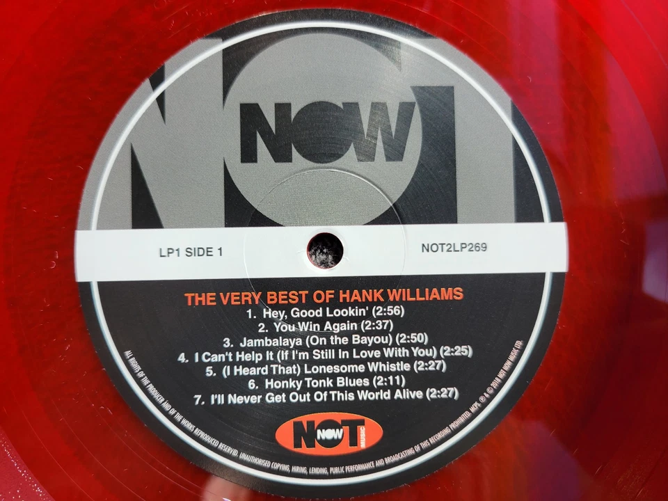HANK WILLIAMS THE VERY BEST OF RED VINYL IMPORT 180G 2LP NOT NOW - Image 4 of 4
