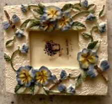 Vintage Secret Garden Mini Picture Frame 3D Resin Flower 1.5"X2" Cottage Country