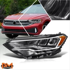 For 19-23 VW Jetta Factory Style Left Side Headlight Amber Corner Lamp Black