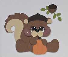 Little Fall Squirrel With Pumpkin. Scrapbook, Card Making Paper Piecing