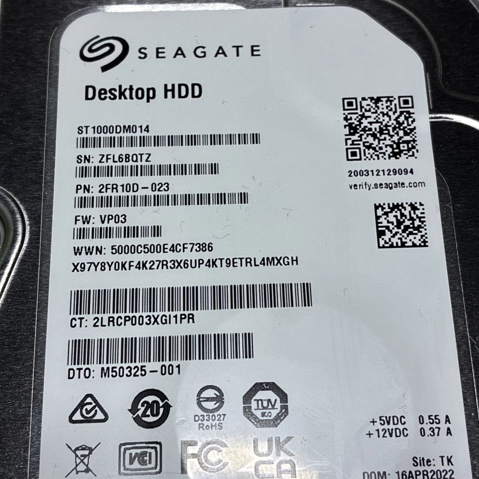 Seagate Desktop HDD ST1000DM014 1TB 3.5" SATA 6Gb/s 7200RPM HDD - Image 3 of 3