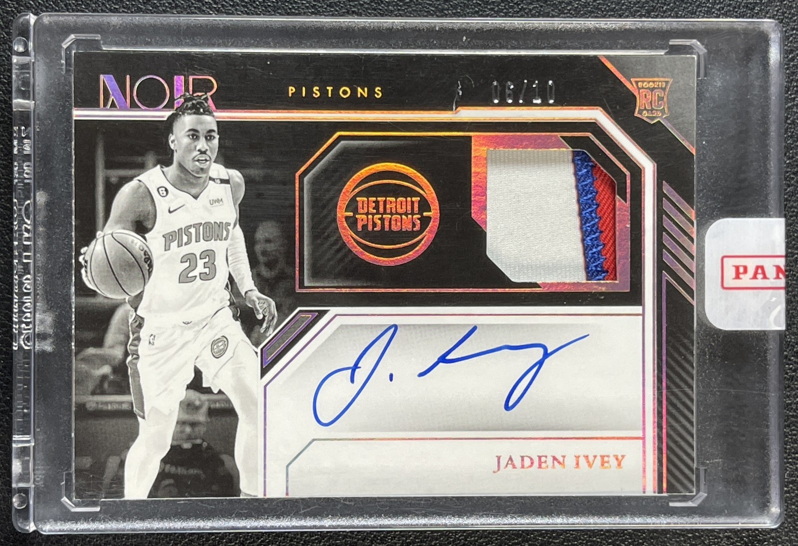 JADEN IVEY 2022-23 PANINI NOIR #311 ROOKIE JERSEY PATCH AUTO GOLD 06/10 RC