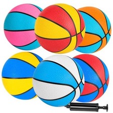 Pack Mini Basketballs 7 Inch Size 3 with Pump, Kids Small Basketball Set 6
