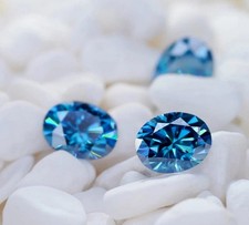 6x4MM vivid Blue color Oval Cut VVS1 Diamond Premium Quality Loose Gemstone 2PCS