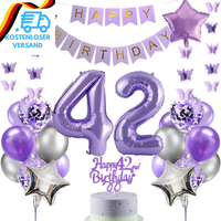 Luftballons 42. Geburtstag Dekoration, Lila Tortendeko Geburtstag 42 Jahre Mann,
