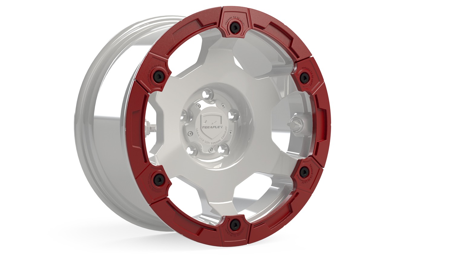 Kit anneaux anti-talonnement modulaires avec quincaillerie rouge pour jante 6 branches
