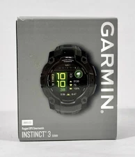 Garmin Instinct 3 50mm AMOLED Rugged GPS Smartwatch - Black w/ Charcoal Band