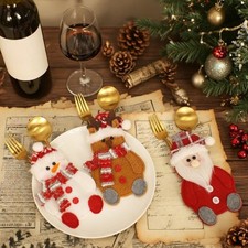 4 Teile Weihnachten Geschirr Halter Tasche Weihnachtsmann Schneemann Form Tisch