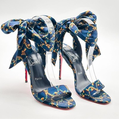 Christian Louboutin Du Desert 100 Crepe Satin in Obscur High Heel Sandals EU 39