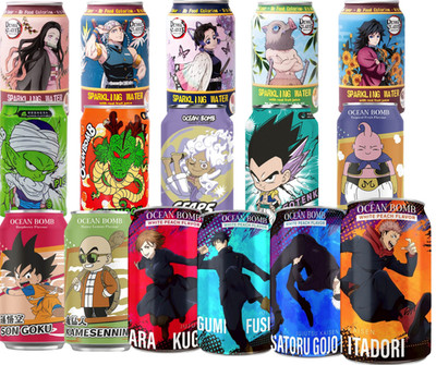 Ocean Bomb Sailor Moon, One Piece, Dragon Ball Z Sodas | Sparkling Water | Drink