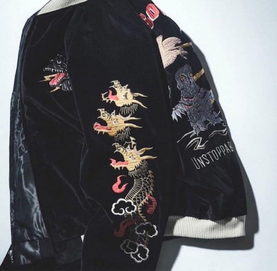 ジャケット・アウター XXL BEAMS JAPAN x TAILOR TOYO Godzilla Tailor Toyo x BEAMS Japan Godzilla Sukajan Velvet Jacket Black
