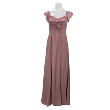 Azazie Pink Ruffle Flutter Sleeve Sweetheart Fit & Flare Bridesmaid Dress Size 8