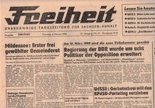 DDR Zeitung Freiheit Halle Saale 06.02.1990 Geburtstags Zeitung Hochzeit Einheit