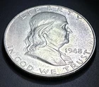 AU 1948 Franklin Half Dollar 90% Silver - Actual Coin Photographed For You